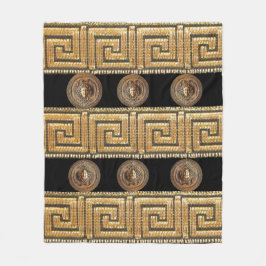 Manta Polar Diseñador griego de claves Golden Medusa Meander