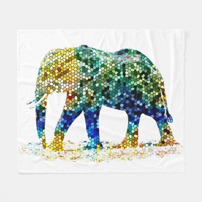 Manta Polar Diseño 36 Elefante Mosaico (Frente (Horizontal))