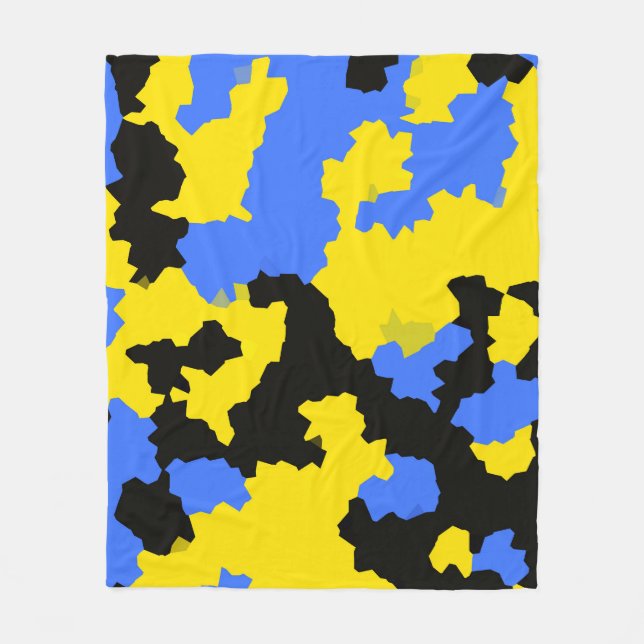 Manta Polar Diseño abstracto amarillo azul negro (Anverso)