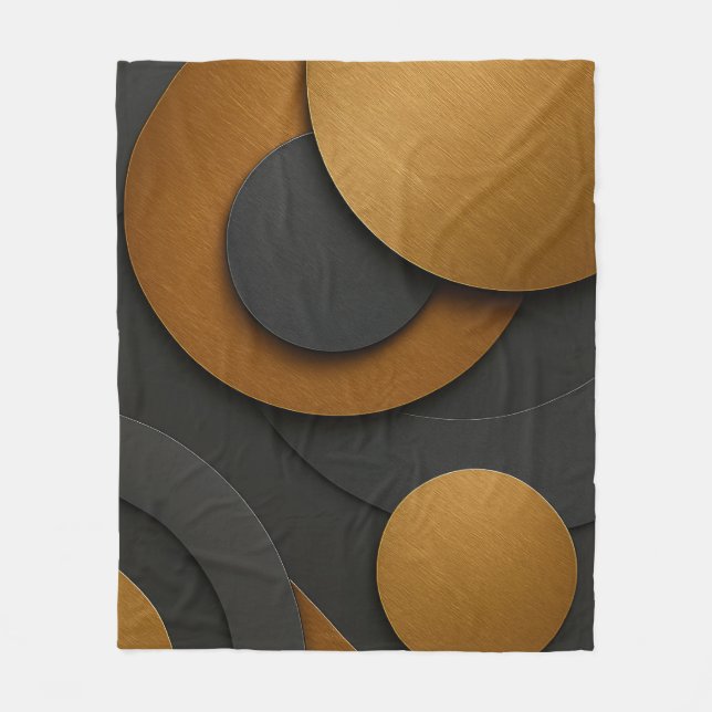 Manta Polar Diseño abstracto geométrico de lujo negro y oro (Anverso)
