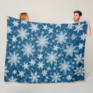 Manta Polar Diseño acolchado copos de nieve azules y blancos