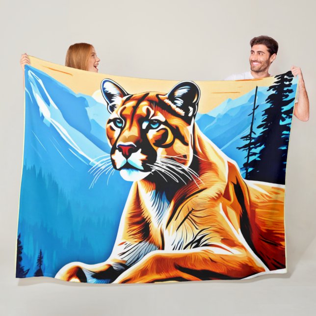 Manta Polar Diseño Alpine Cougar View (In situ)