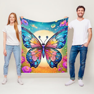 Manta Polar Diseño artístico de mariposa floral