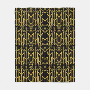 Manta Polar Diseño asombroso del art déco del Negro-Oro