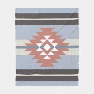 Manta Polar Diseño azteca en tonos rosa y azul