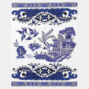 Manta Polar Diseño azul clásico del sauce