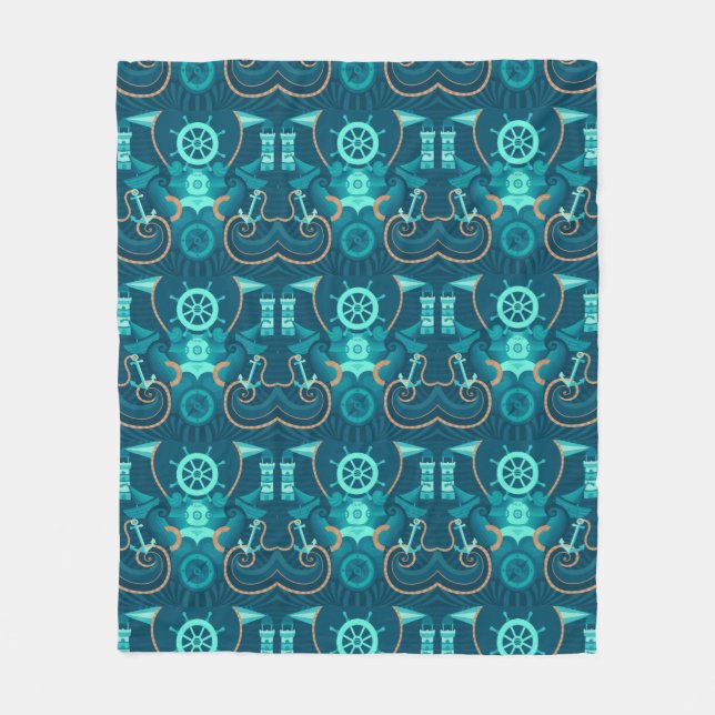 Manta Polar Diseño azul náutico (Anverso)