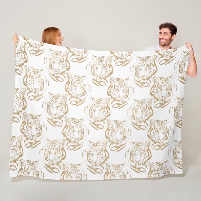 Manta Polar Diseño blanco con estampado de tigre con brillo do (In situ)
