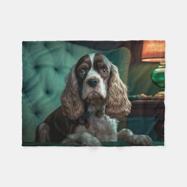 Manta Polar Diseño Clásico de Retrato de Cocker Spaniel Elegan (Frente (Horizontal))