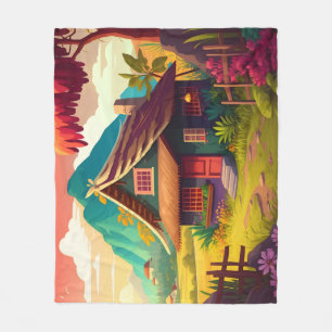 Manta Polar Diseño colorido de casa tradicional filipina