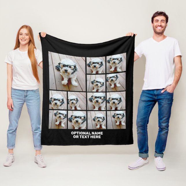 Manta Polar Diseño cuadrado moderno de 13 Collages de fotos ne (In situ)