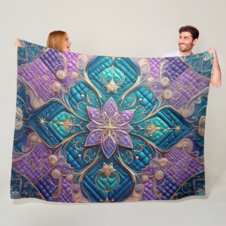 Manta Polar Diseño de abstracto azul turquesa púrpura inclinad
