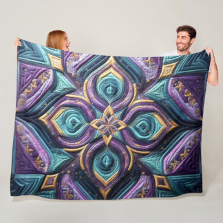 Manta Polar Diseño de abstracto azul turquesa púrpura inclinad