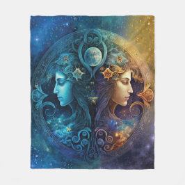 Manta Polar Diseño de Acuarela del Signo Zodiacal Géminis