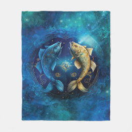 Manta Polar Diseño de Acuarela del Signo Zodiacal Piscis
