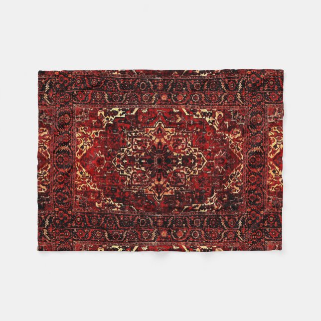 Manta Polar Diseño de alfombras orientales en rojo oscuro (Frente (Horizontal))
