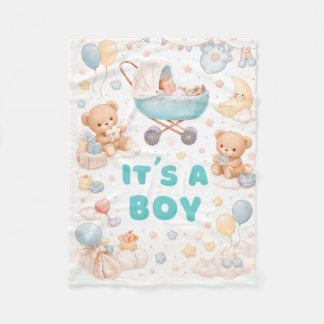 Manta Polar Diseño de Anuncio de Bebé Niño