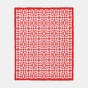 Manta Polar Diseño de arte de colcha geométrica vintage roja d