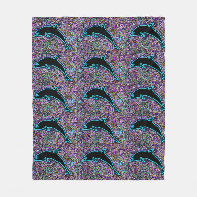 Manta Polar Diseño de Arte de Delfín    (Anverso)