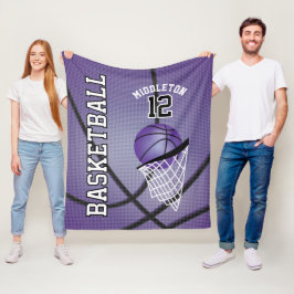 Manta Polar Diseño de baloncesto 🏀 deporte en morado
