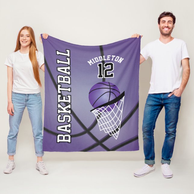Manta Polar Diseño de baloncesto 🏀 deporte en morado (In situ)