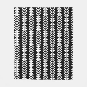 Manta Polar Diseño de boho geométrico en blanco y negro