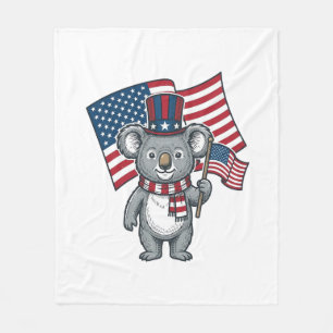 Manta Polar Diseño de camiseta con bandera de koala patriótico