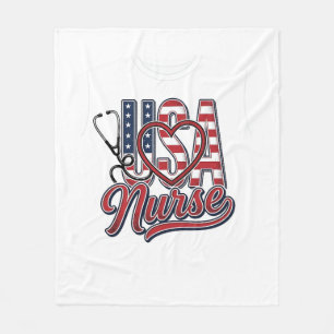 Manta Polar Diseño de camiseta de enfermera patriota USA coraz