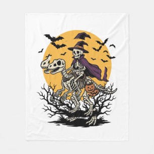 Manta Polar Diseño de camiseta de Halloween de dinosaurio esqu