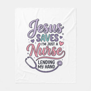 Manta Polar Diseño de camiseta Jesús salva a la enfermera Fait