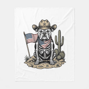 Manta Polar Diseño de camiseta patriótica de perro esqueleto v