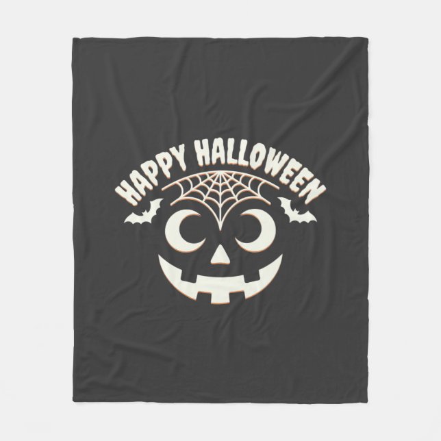 Manta Polar Diseño de cara de Jack-O-Lantern de Halloween feli (Anverso)