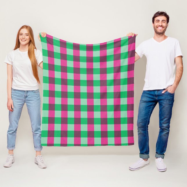 Manta Polar Diseño de cheques de Gingham verde rosa (Subido por el creador)