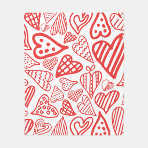 Manta Polar "Diseño de corazones dibujados a mano Brillante