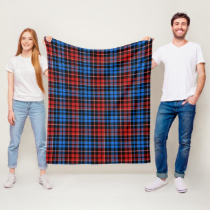 Manta Polar Diseño de Cuadro Escocés de Tartán Rojo Azul Sobre