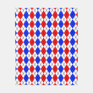 Manta Polar Diseño de cuadros Argyle rojo azul blanco