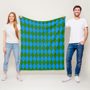 Manta Polar Diseño de cuadros de arlequín azul verde