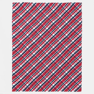 Manta Polar Diseño de Cuadros Rojo Blanco y Azul para Aficiona