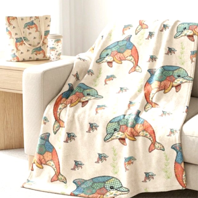 Manta Polar Diseño de delfín de patchwork acolchado falso vint (Subido por el creador)