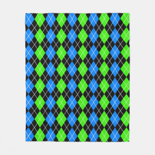 Manta Polar Diseño de diamante de argyle verde azul negro