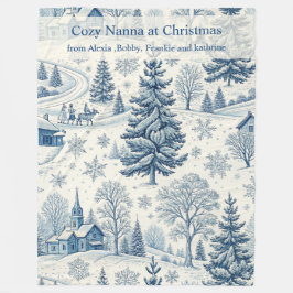 Manta Polar Diseño de escenas de invierno de Navidades azules 