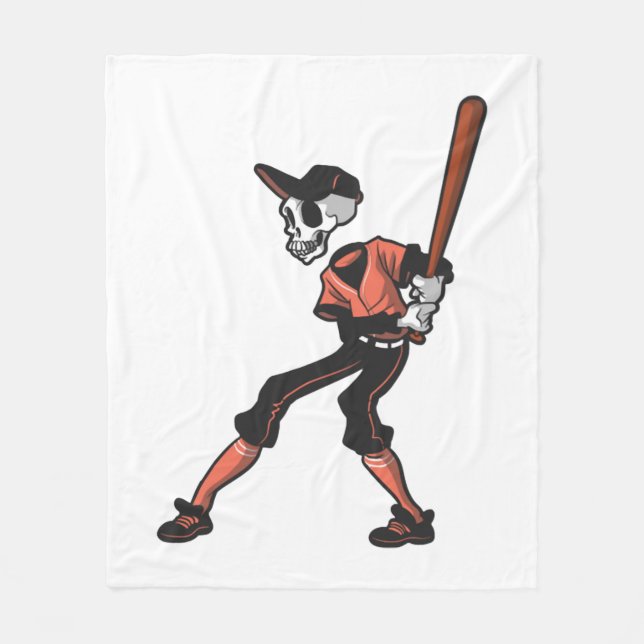 Manta Polar diseño de esqueletos de béisbol para jugadores de  (Anverso)