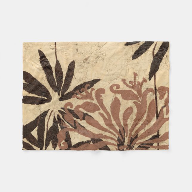 Manta Polar Diseño de esténcil floral con hojas de Tawny (Frente (Horizontal))