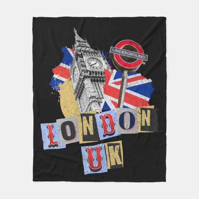 Manta Polar Diseño de estilo retro de Londres (Anverso)