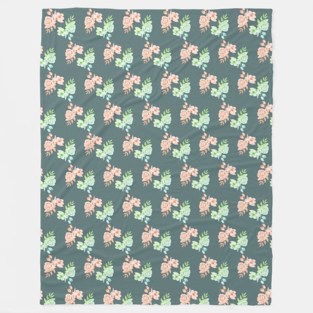 Manta Polar diseño de flores (Anverso)