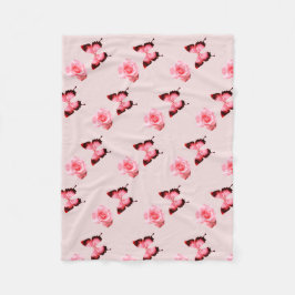 Manta Polar Diseño de flores de mariposa