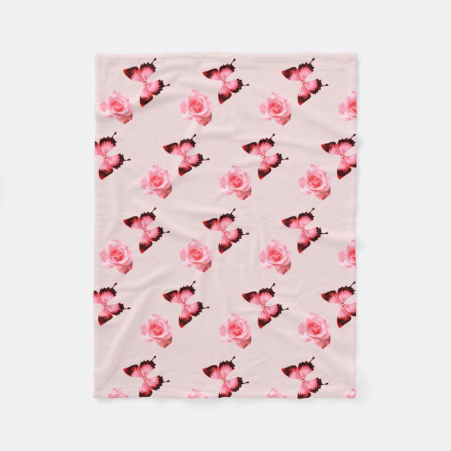 Manta Polar Diseño de flores de mariposa (Anverso)