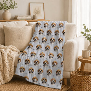 Manta Polar Diseño de foto de perro azul gris personalizado co