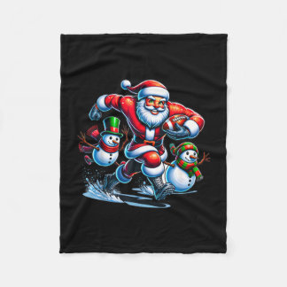 Manta Polar diseño de fútbol de Navidad santa jugando fútbol a