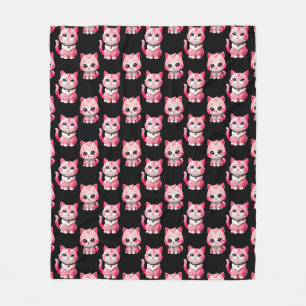 Manta Polar Diseño de gatos kawaii rosados